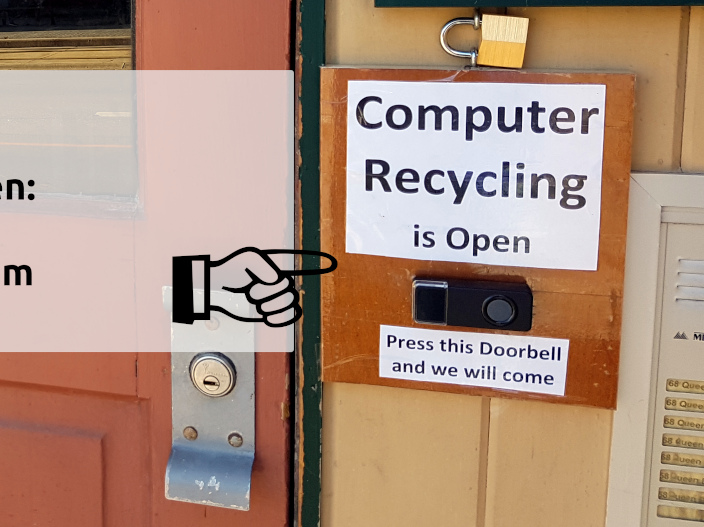 When computer recycling is open a buzzer will be outside the door.