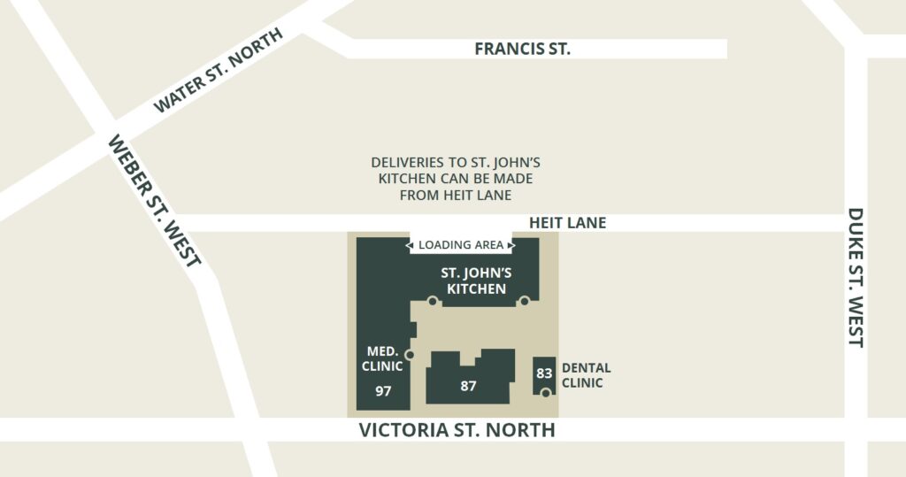 Map of area near St Johns Kitchen